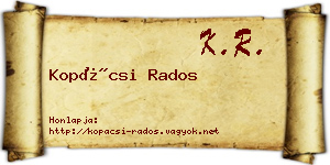 Kopácsi Rados névjegykártya